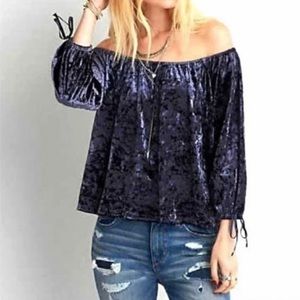 American Eagle Velvet Off Shoulder Top